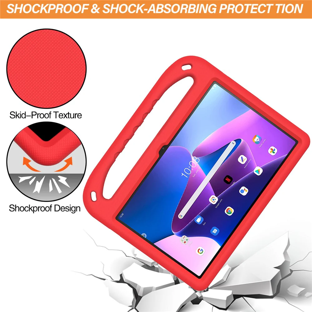 For Lenovo Tab M10 Plus (3rd Gen) / Xiaoxin Pad 2022 10.6 inch Anti-fall EVA Tablet Case Kickstand Hand Grip Scratch-resistant Portable Tablet Cover - Red - Image 2
