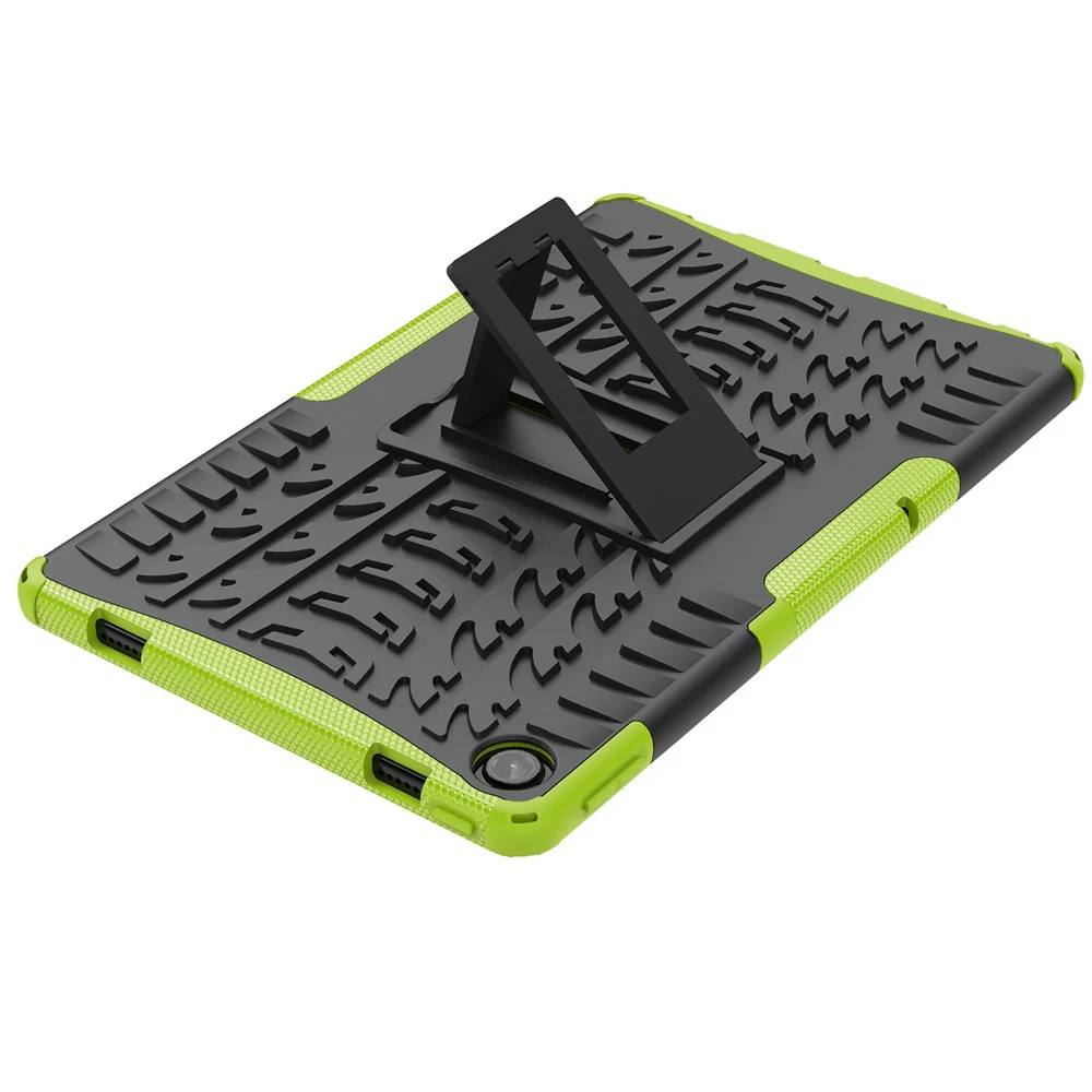 For Lenovo Tab M10 Plus (3rd Gen) / Xiaoxin Pad 2022 10.6 inch Anti-scratch Anti-fall Tire Texture Kickstand Heavy Duty Armor Cover Soft TPU Hard PC Case - Green - Image 5