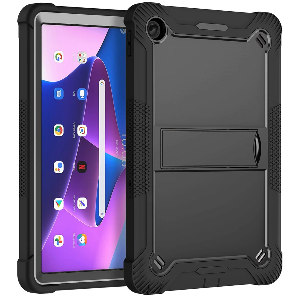 For Lenovo Tab M10 Plus (3rd Gen) / Xiaoxin Pad 2022 10.6 inch Anti-Scratch Tablet Cover Kickstand Silicone + PC Case Shell - Black - Image 7