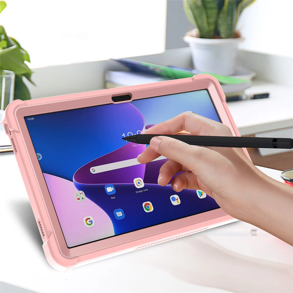 For Lenovo Tab M10 Plus (3rd Gen) / Xiaoxin Pad 2022 10.6 inch Anti-Scratch Tablet Cover Kickstand Silicone + PC Case Shell - Rose Gold - Image 5