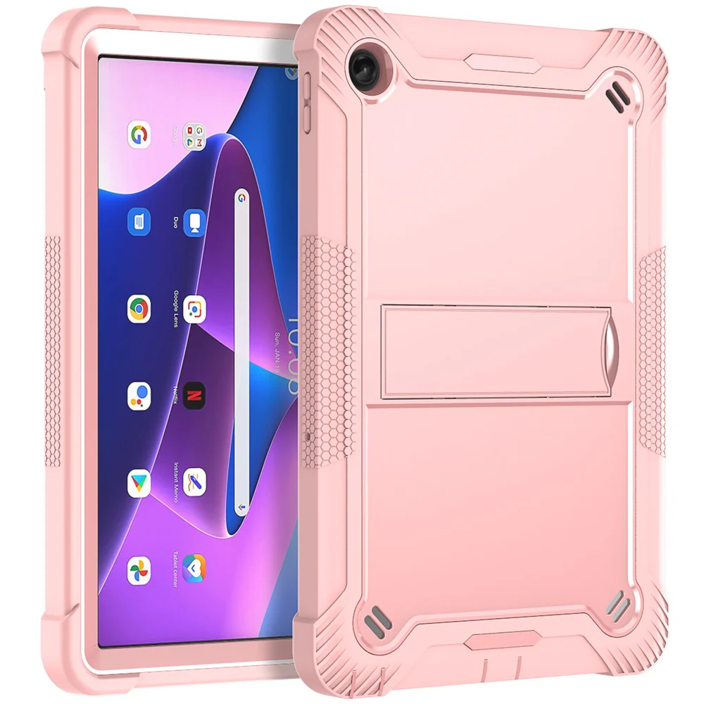 For Lenovo Tab M10 Plus (3rd Gen) / Xiaoxin Pad 2022 10.6 inch Anti-Scratch Tablet Cover Kickstand Silicone + PC Case Shell - Rose Gold - Image 7