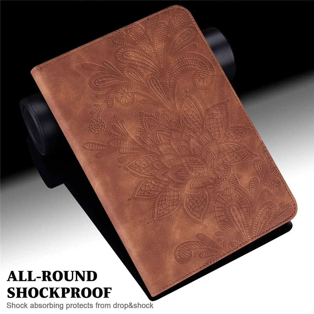 For Lenovo Tab M10 Plus (3rd Gen) / Xiaoxin Pad 2022 10.6 inch Flower Imprinting PU Leather Inner TPU Tablet Case Stand Wallet Cover - Brown - Image 4