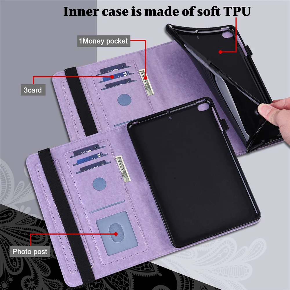 For Lenovo Tab M10 Plus (3rd Gen) / Xiaoxin Pad 2022 10.6 inch Flower Imprinting PU Leather Inner TPU Tablet Case Stand Wallet Cover - Purple - Image 3