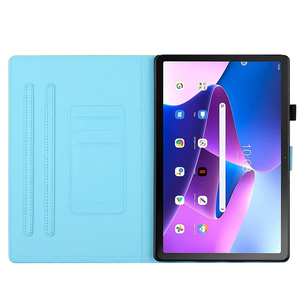 For Lenovo Tab M10 Plus (3rd Gen) / Xiaoxin Pad 2022 10.6 inch Gradient Color Leather Tablet Stand Case Stitching Lines Cover - Blue / Orange - Image 2