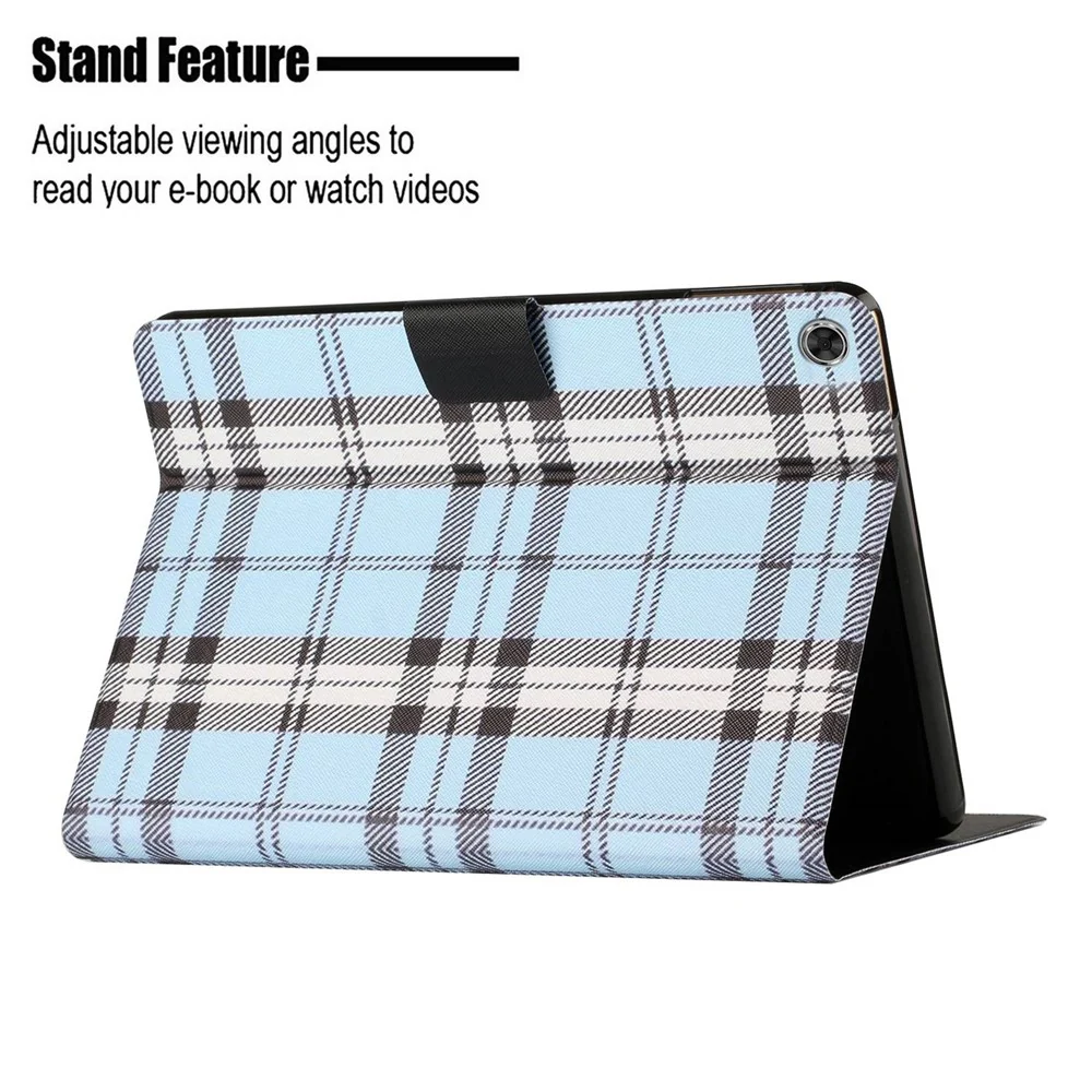 For Lenovo Tab M10 Plus (3rd Gen) / Xiaoxin Pad 2022 10.6 inch Grid Pattern Shockproof Tablet Case PU Leather Card Holder Stand Auto Wake / Sleep Cover - Blue - Image 4