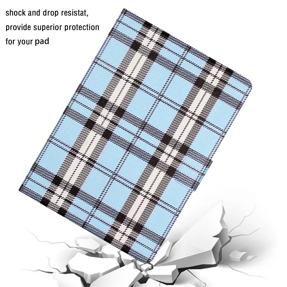 For Lenovo Tab M10 Plus (3rd Gen) / Xiaoxin Pad 2022 10.6 inch Grid Pattern Shockproof Tablet Case PU Leather Card Holder Stand Auto Wake / Sleep Cover - Blue - Image 5