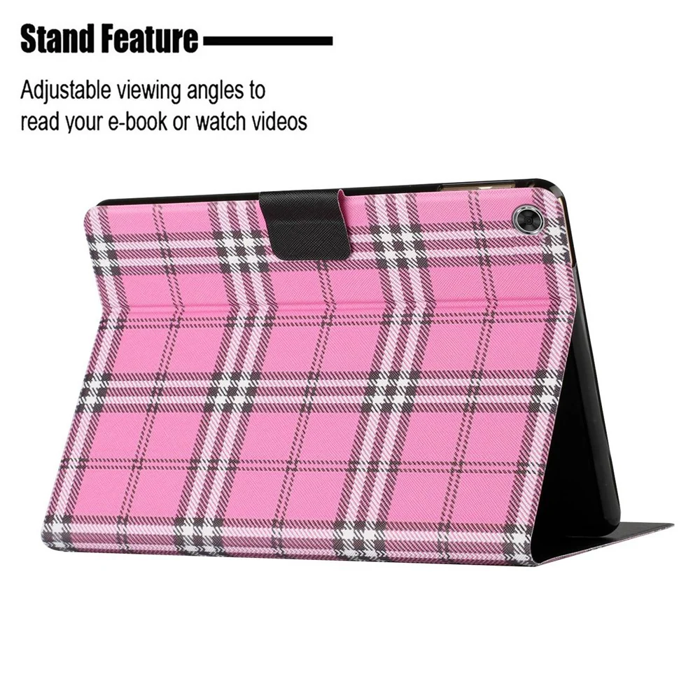 For Lenovo Tab M10 Plus (3rd Gen) / Xiaoxin Pad 2022 10.6 inch Grid Pattern Shockproof Tablet Case PU Leather Card Holder Stand Auto Wake / Sleep Cover - Rose - Image 4