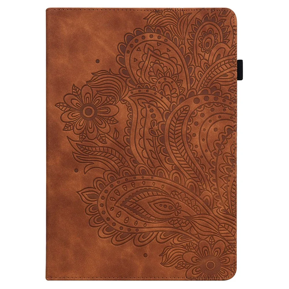 For Lenovo Tab M10 Plus (3rd Gen) / Xiaoxin Pad 2022 10.6 inch Imprinting Flower PU Leather Tablet Case with Card Holder Stand - Brown - Image 2