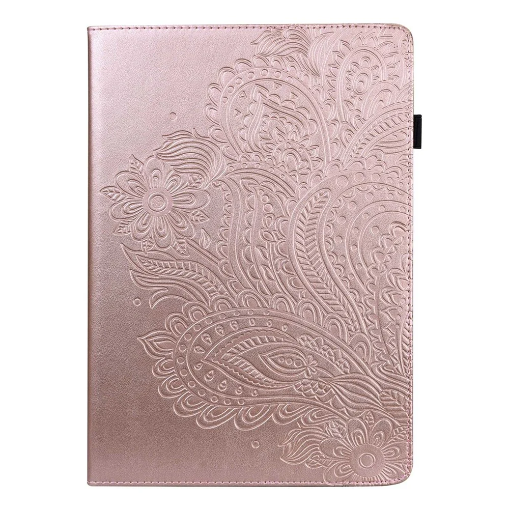 For Lenovo Tab M10 Plus (3rd Gen) / Xiaoxin Pad 2022 10.6 inch Imprinting Flower PU Leather Tablet Case with Card Holder Stand - Rose Gold - Image 2