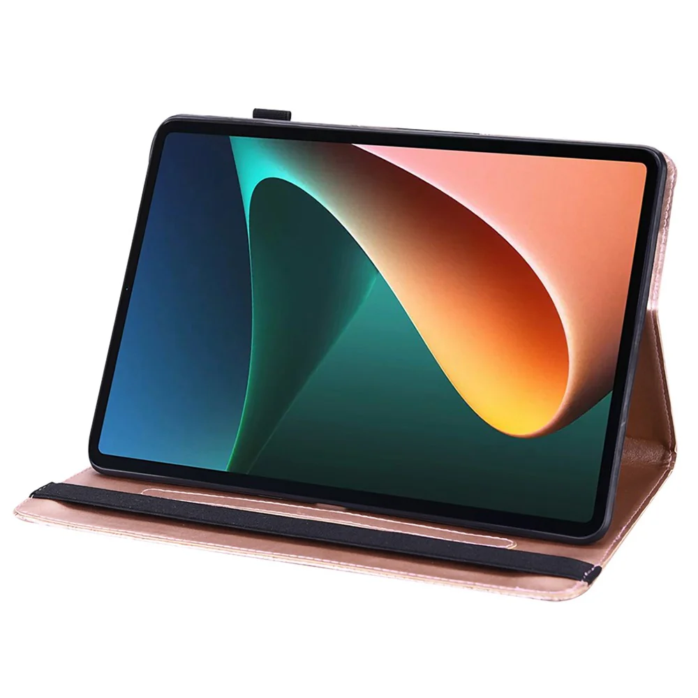 For Lenovo Tab M10 Plus (3rd Gen) / Xiaoxin Pad 2022 10.6 inch Imprinting Flower PU Leather Tablet Case with Card Holder Stand - Rose Gold - Image 4