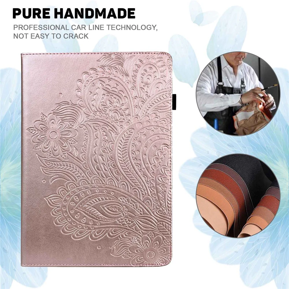 For Lenovo Tab M10 Plus (3rd Gen) / Xiaoxin Pad 2022 10.6 inch Imprinting Flower PU Leather Tablet Case with Card Holder Stand - Rose Gold - Image 7