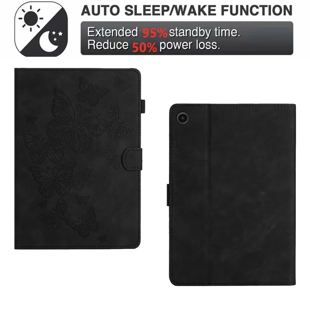 For Lenovo Tab M10 Plus (3rd Gen) / Xiaoxin Pad 2022 10.6 inch Leather Tablet Case Card Slot Stand Imprinted Cover - Black - Image 6