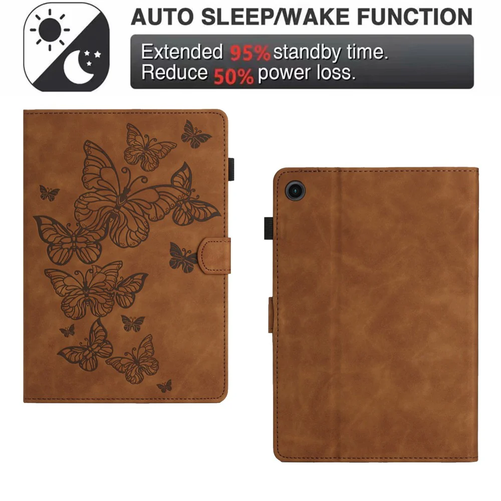 For Lenovo Tab M10 Plus (3rd Gen) / Xiaoxin Pad 2022 10.6 inch Leather Tablet Case Card Slot Stand Imprinted Cover - Brown - Image 4