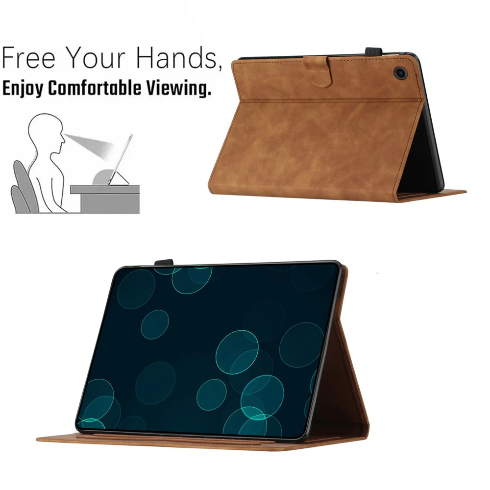 For Lenovo Tab M10 Plus (3rd Gen) / Xiaoxin Pad 2022 10.6 inch Leather Tablet Case Card Slot Stand Imprinted Cover - Brown - Image 7