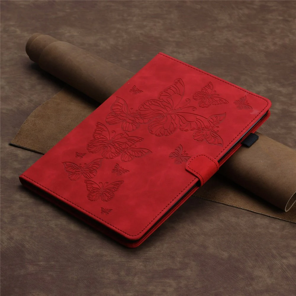 For Lenovo Tab M10 Plus (3rd Gen) / Xiaoxin Pad 2022 10.6 inch Leather Tablet Case Card Slot Stand Imprinted Cover - Red - Image 8