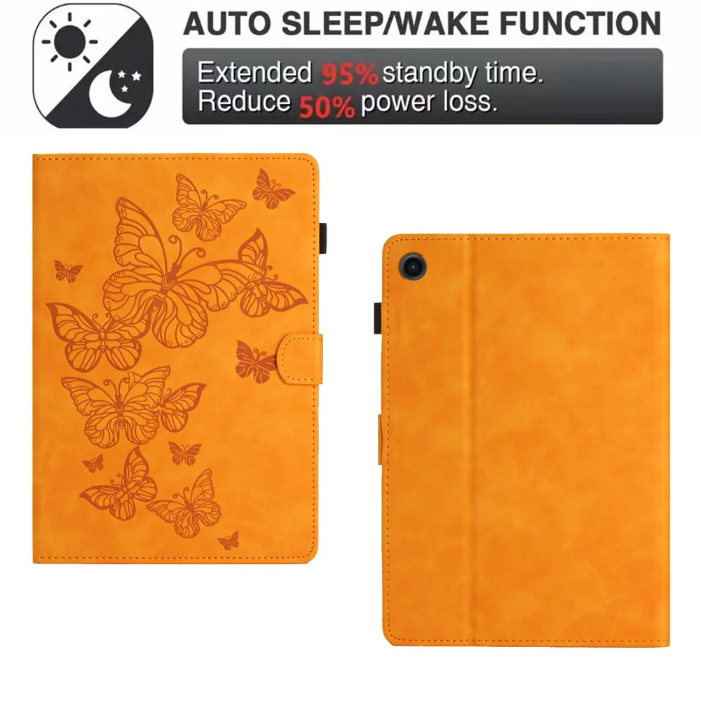 For Lenovo Tab M10 Plus (3rd Gen) / Xiaoxin Pad 2022 10.6 inch Leather Tablet Case Card Slot Stand Imprinted Cover - Yellow - Image 6