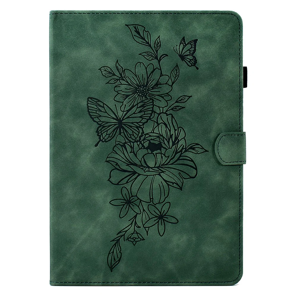 For Lenovo Tab M10 Plus (3rd Gen) / Xiaoxin Pad 2022 10.6 inch PU Leather Butterfly Flower Pattern Imprinted Tablet Cover Stitching Line Stand Smart Protective Case with Card Holder - Green - Image 7