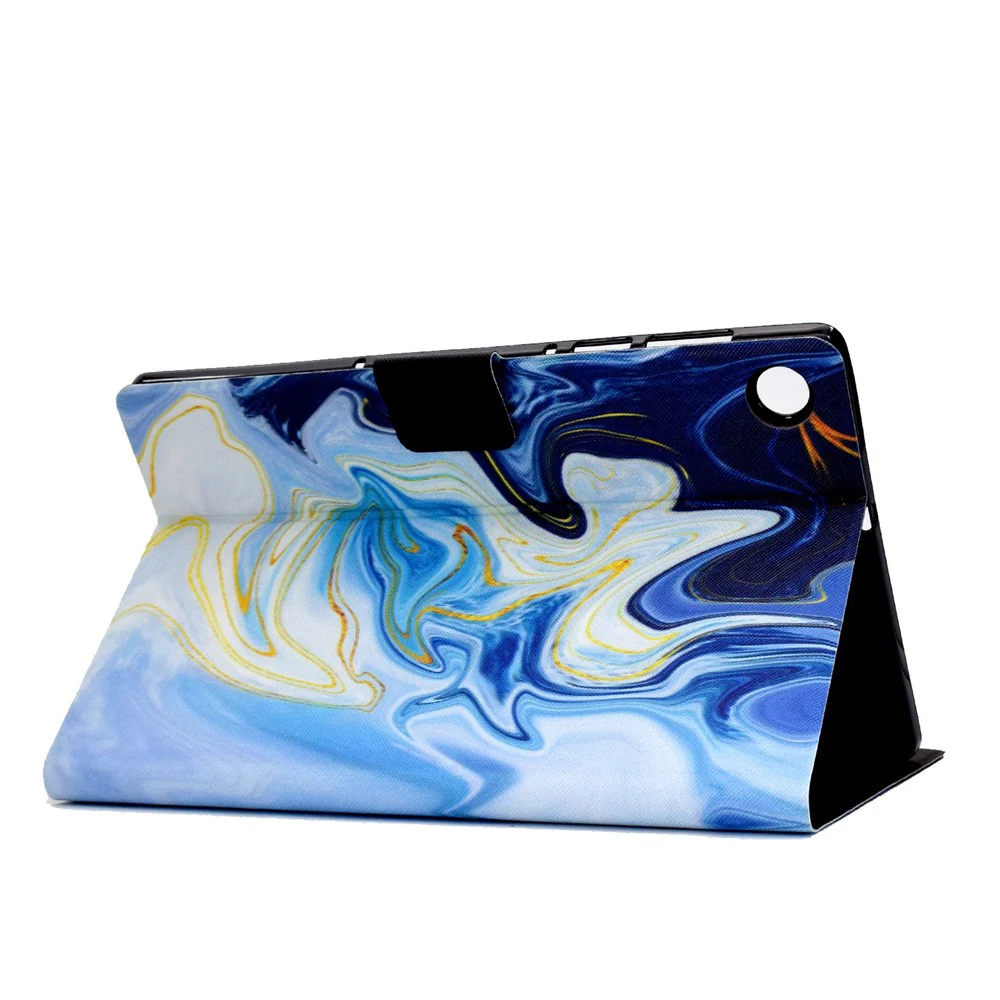 For Lenovo Tab M10 Plus (3rd Gen) / Xiaoxin Pad 2022 10.6 inch PU Leather Case Pattern Printing Card Holder Stand Cover - Blue Marble - Image 4