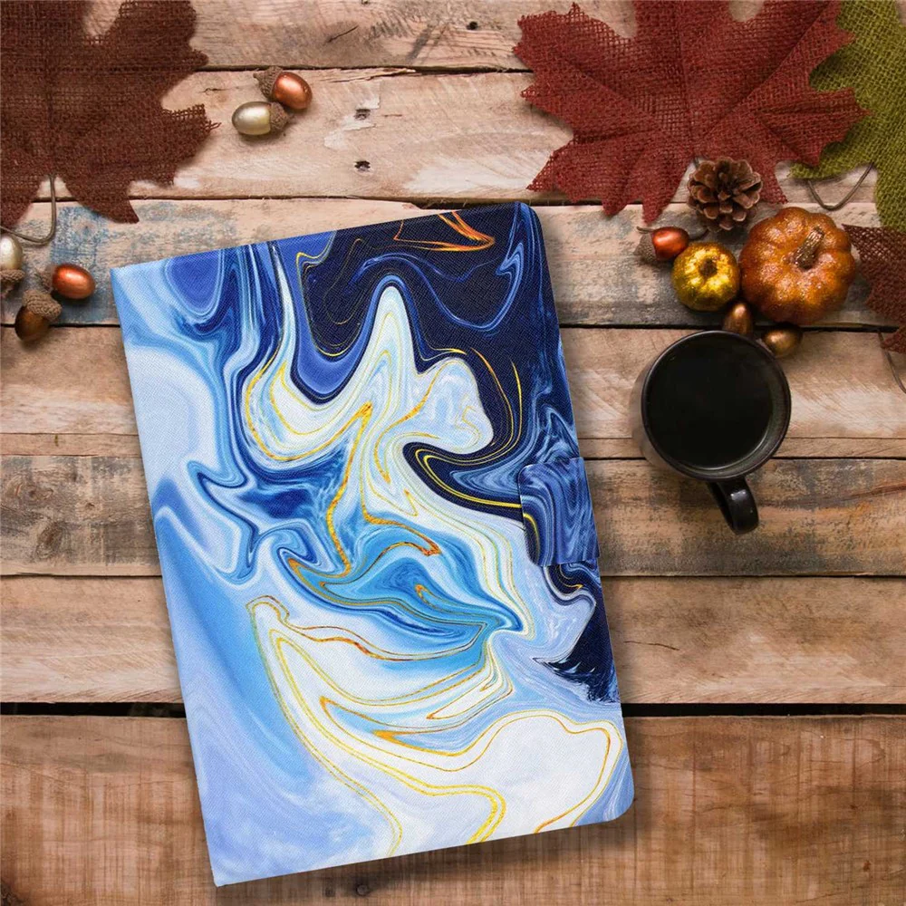 For Lenovo Tab M10 Plus (3rd Gen) / Xiaoxin Pad 2022 10.6 inch PU Leather Case Pattern Printing Card Holder Stand Cover - Blue Marble - Image 7