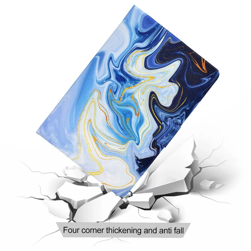 For Lenovo Tab M10 Plus (3rd Gen) / Xiaoxin Pad 2022 10.6 inch PU Leather Case Pattern Printing Card Holder Stand Cover - Blue Marble - Image 8