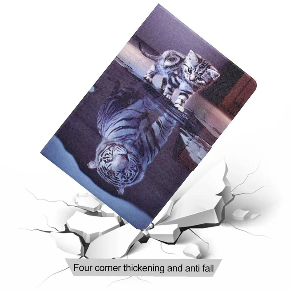 For Lenovo Tab M10 Plus (3rd Gen) / Xiaoxin Pad 2022 10.6 inch PU Leather Case Pattern Printing Card Holder Stand Cover - Cat and Tiger - Image 8