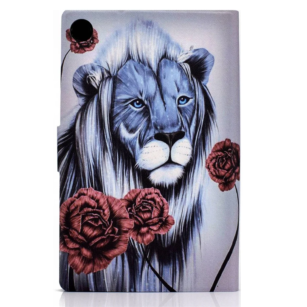For Lenovo Tab M10 Plus (3rd Gen) / Xiaoxin Pad 2022 10.6 inch PU Leather Case Pattern Printing Card Holder Stand Cover - Rose / Lion - Image 3