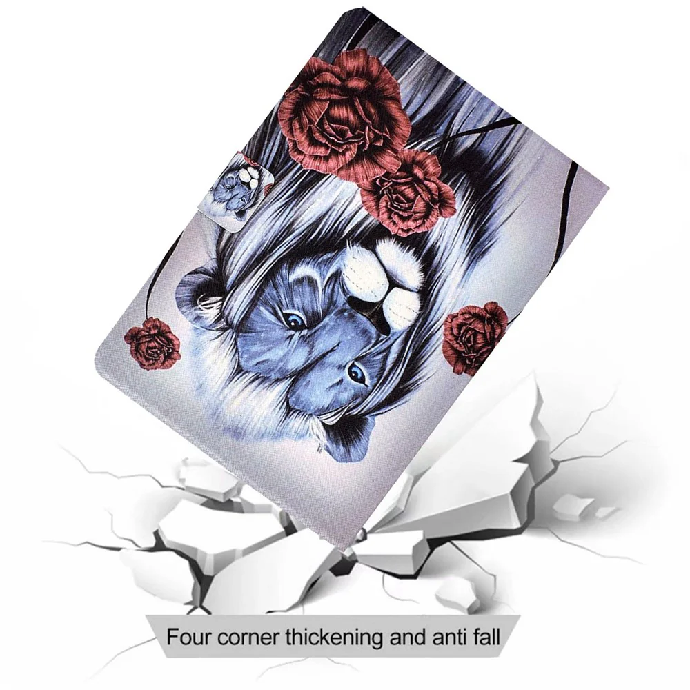 For Lenovo Tab M10 Plus (3rd Gen) / Xiaoxin Pad 2022 10.6 inch PU Leather Case Pattern Printing Card Holder Stand Cover - Rose / Lion - Image 8
