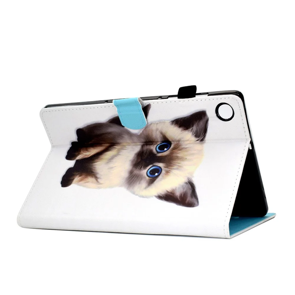 For Lenovo Tab M10 Plus (3rd Gen) / Xiaoxin Pad 2022 10.6 inch PU Leather Smart Auto Wake / Sleep Cover A3 Pattern Printing Stand Card Slots Protective Tablet Case with Pencil Holder - Cat - Image 4