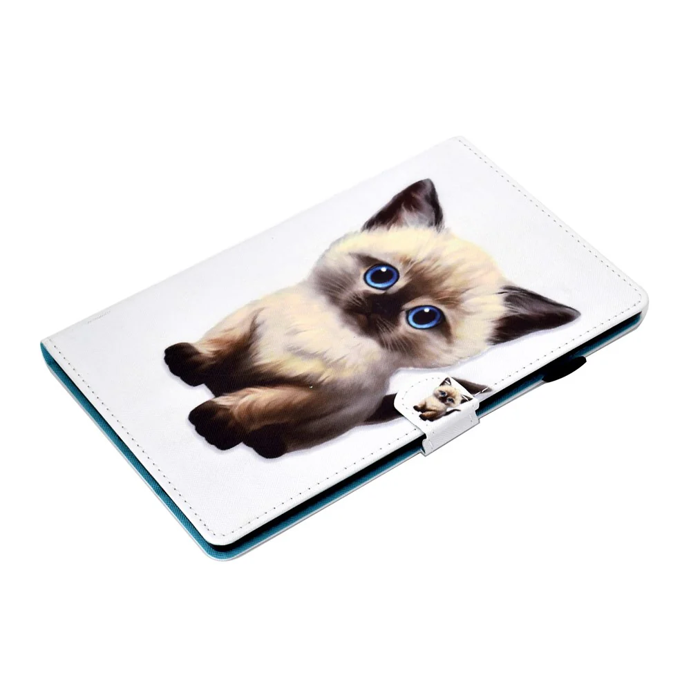 For Lenovo Tab M10 Plus (3rd Gen) / Xiaoxin Pad 2022 10.6 inch PU Leather Smart Auto Wake / Sleep Cover A3 Pattern Printing Stand Card Slots Protective Tablet Case with Pencil Holder - Cat - Image 5