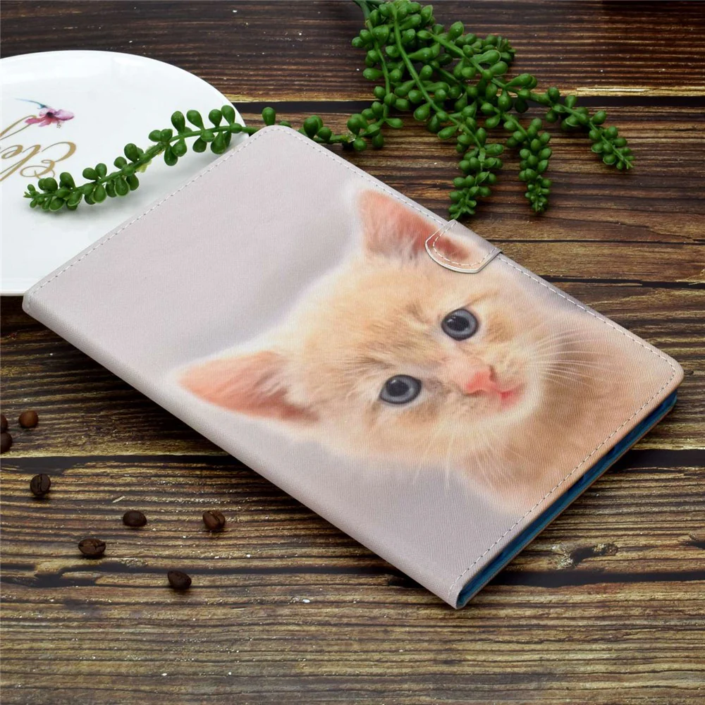 For Lenovo Tab M10 Plus (3rd Gen) / Xiaoxin Pad 2022 10.6 inch PU Leather Smart Auto Wake / Sleep Cover A3 Pattern Printing Stand Card Slots Protective Tablet Case with Pencil Holder - Cute Cat - Image 7