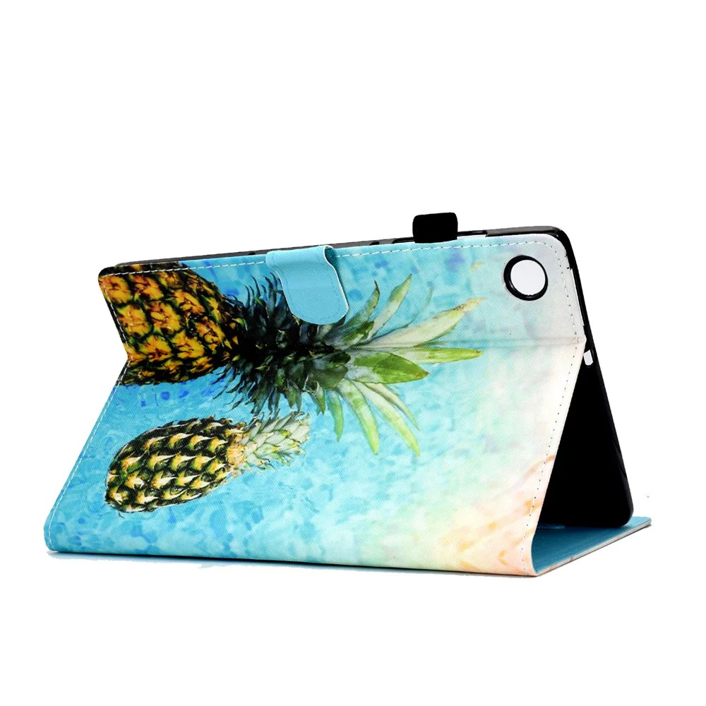 For Lenovo Tab M10 Plus (3rd Gen) / Xiaoxin Pad 2022 10.6 inch PU Leather Smart Auto Wake / Sleep Cover A3 Pattern Printing Stand Card Slots Protective Tablet Case with Pencil Holder - Pineapple - Image 4