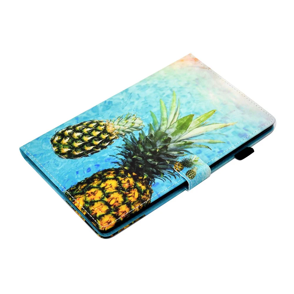 For Lenovo Tab M10 Plus (3rd Gen) / Xiaoxin Pad 2022 10.6 inch PU Leather Smart Auto Wake / Sleep Cover A3 Pattern Printing Stand Card Slots Protective Tablet Case with Pencil Holder - Pineapple - Image 5