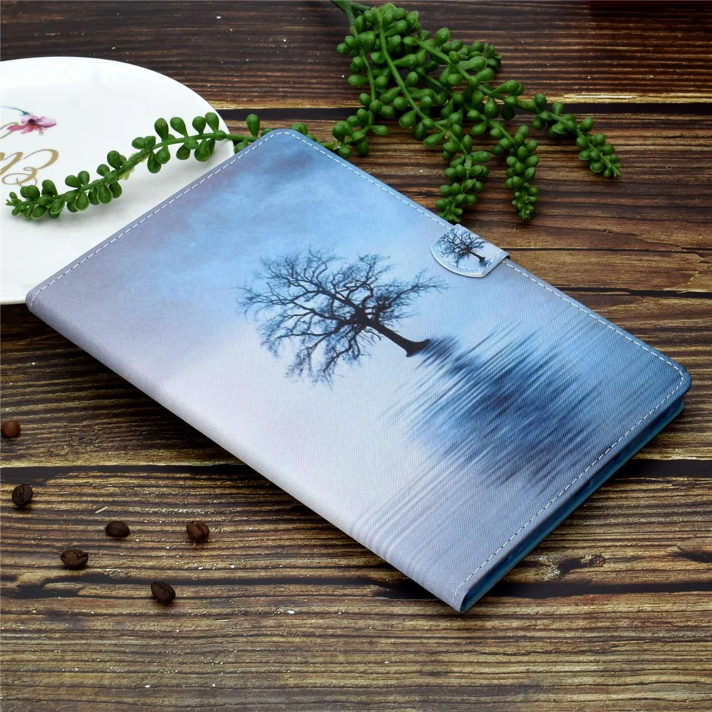 For Lenovo Tab M10 Plus (3rd Gen) / Xiaoxin Pad 2022 10.6 inch PU Leather Smart Auto Wake / Sleep Cover A3 Pattern Printing Stand Card Slots Protective Tablet Case with Pencil Holder - Water Tree - Image 7