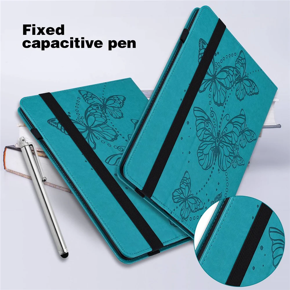 For Lenovo Tab M10 Plus (3rd Gen) / Xiaoxin Pad 2022 10.6 inch PU Leather Tablet Case Imprinting Butterflies Stand Card Holder - Blue - Image 7
