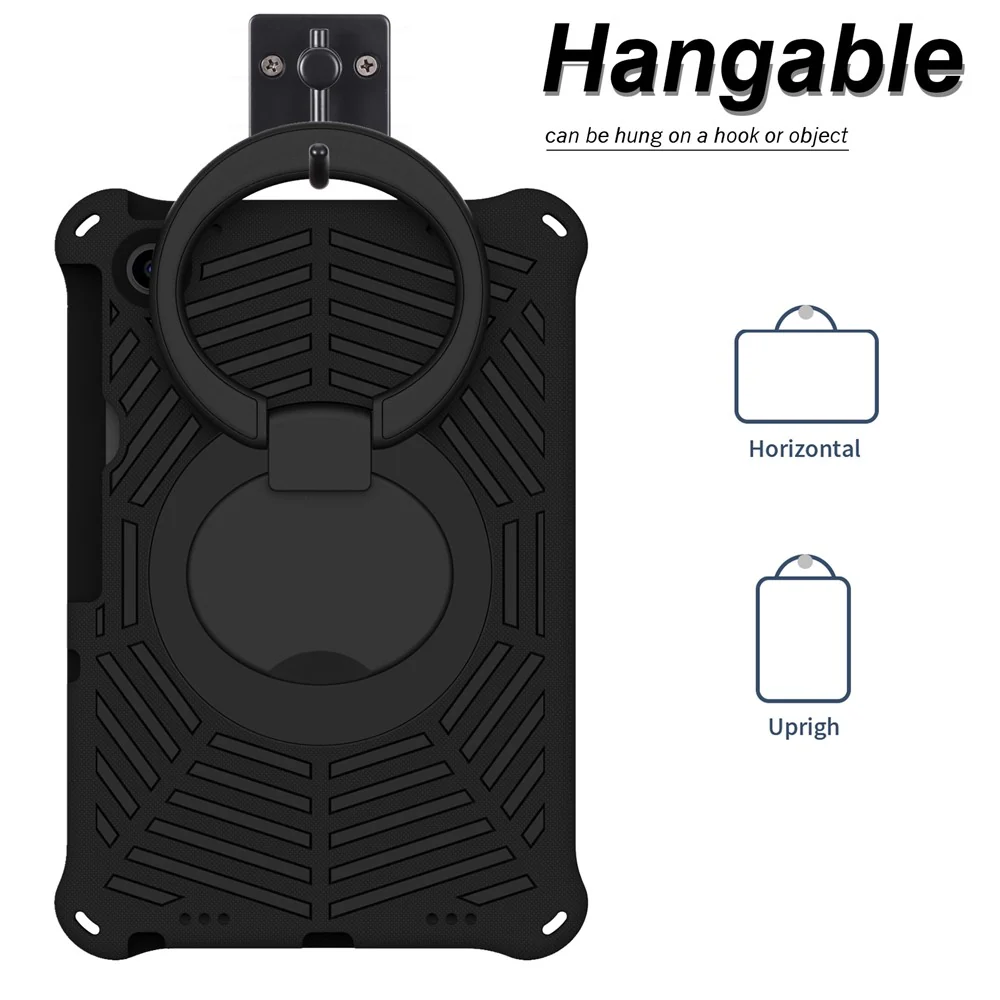 For Lenovo Tab M10 Plus (3rd Gen) / Xiaoxin Pad 2022 10.6 inch Shockproof Spider Web Texture Tablet Cover Kickstand Hand Grip Tablet Case with Shoulder Strap - Black - Image 8