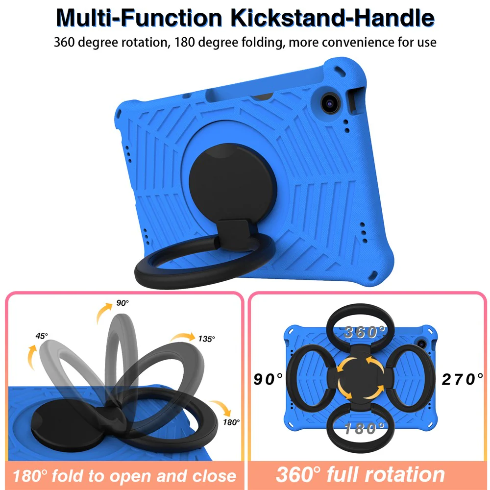 For Lenovo Tab M10 Plus (3rd Gen) / Xiaoxin Pad 2022 10.6 inch Shockproof Spider Web Texture Tablet Cover Kickstand Hand Grip Tablet Case with Shoulder Strap - Blue - Image 6