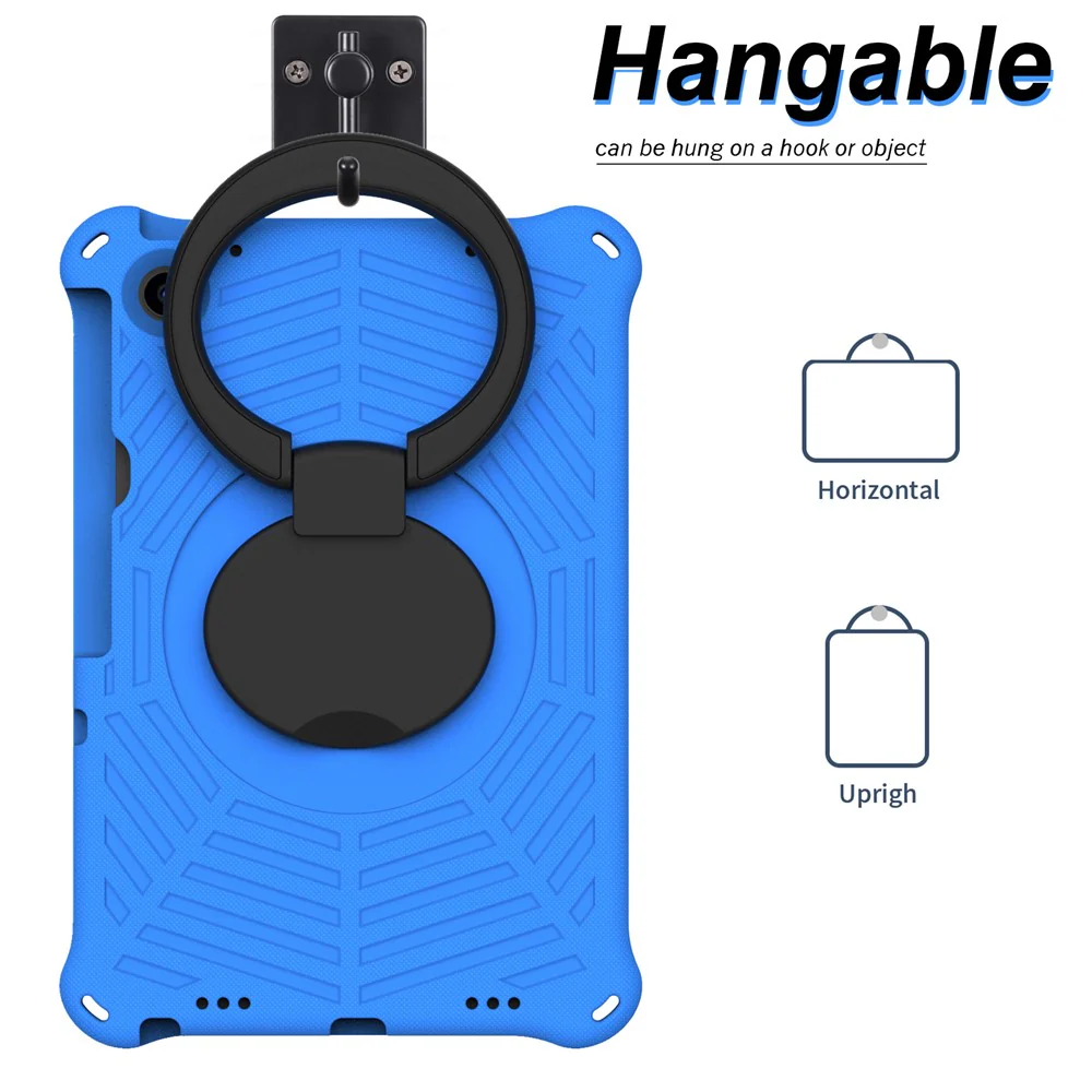 For Lenovo Tab M10 Plus (3rd Gen) / Xiaoxin Pad 2022 10.6 inch Shockproof Spider Web Texture Tablet Cover Kickstand Hand Grip Tablet Case with Shoulder Strap - Blue - Image 8
