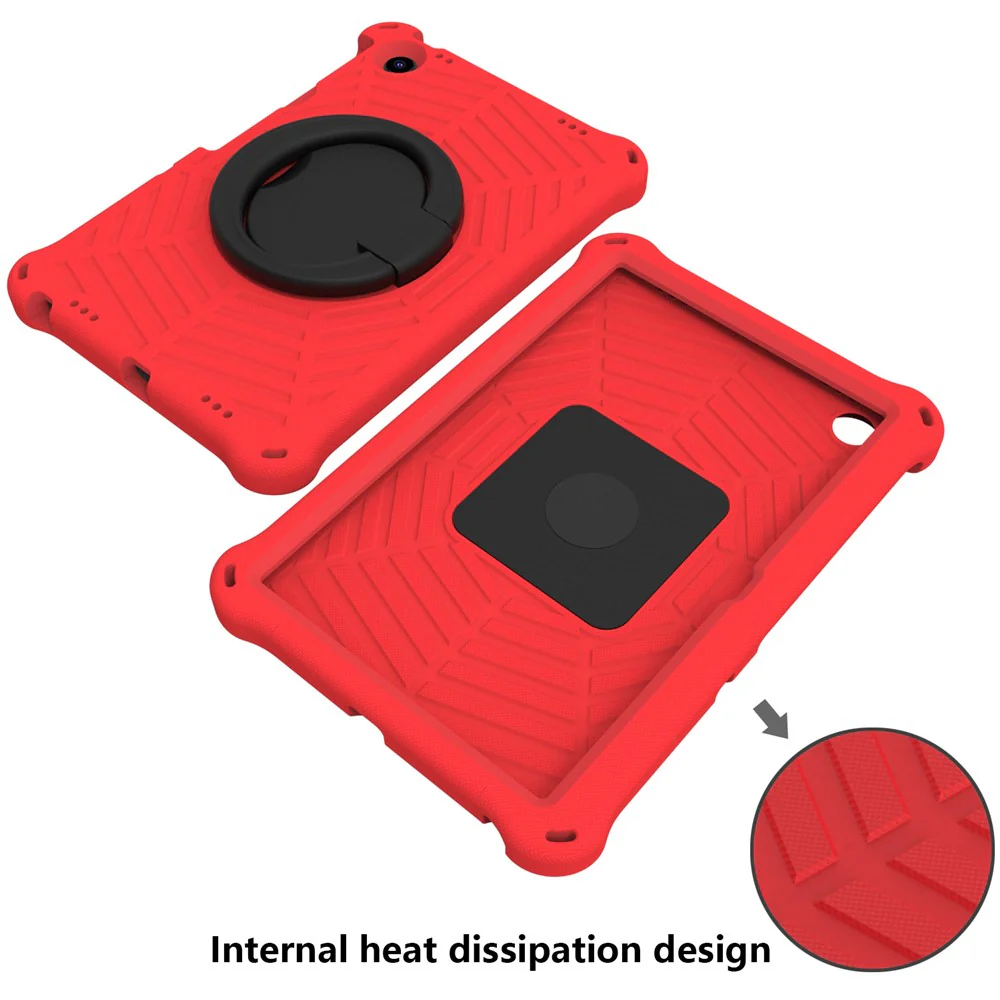 For Lenovo Tab M10 Plus (3rd Gen) / Xiaoxin Pad 2022 10.6 inch Shockproof Spider Web Texture Tablet Cover Kickstand Hand Grip Tablet Case with Shoulder Strap - Red - Image 5