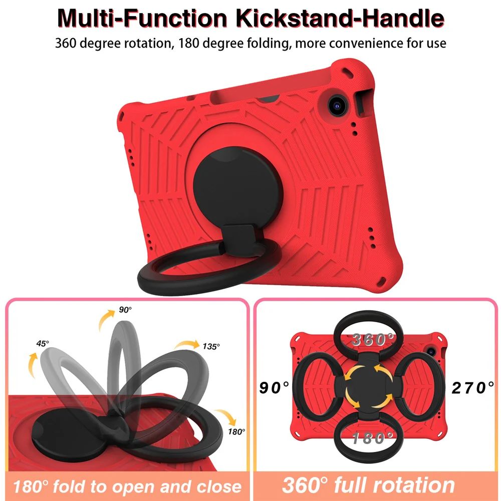 For Lenovo Tab M10 Plus (3rd Gen) / Xiaoxin Pad 2022 10.6 inch Shockproof Spider Web Texture Tablet Cover Kickstand Hand Grip Tablet Case with Shoulder Strap - Red - Image 6