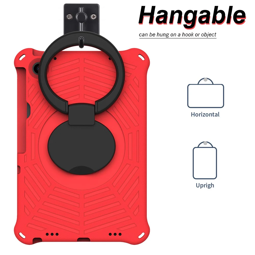 For Lenovo Tab M10 Plus (3rd Gen) / Xiaoxin Pad 2022 10.6 inch Shockproof Spider Web Texture Tablet Cover Kickstand Hand Grip Tablet Case with Shoulder Strap - Red - Image 8