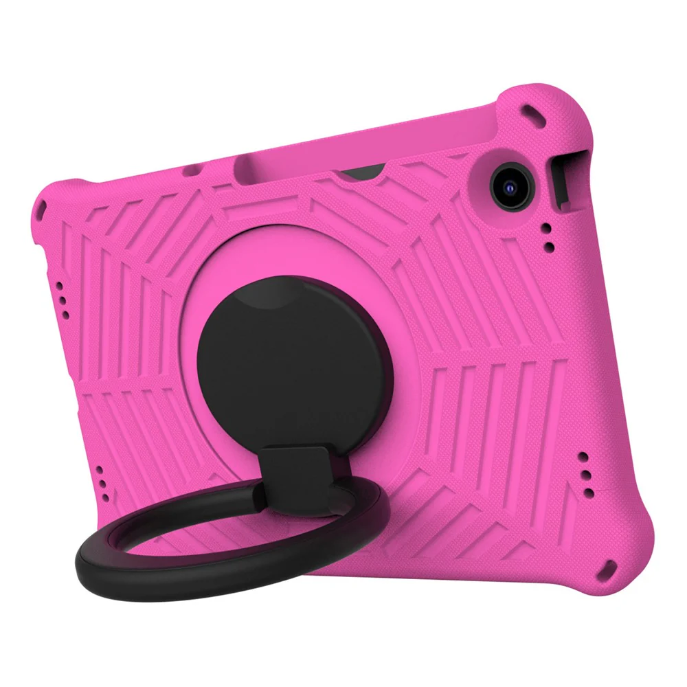 For Lenovo Tab M10 Plus (3rd Gen) / Xiaoxin Pad 2022 10.6 inch Shockproof Spider Web Texture Tablet Cover Kickstand Hand Grip Tablet Case with Shoulder Strap - Rose - Image 3