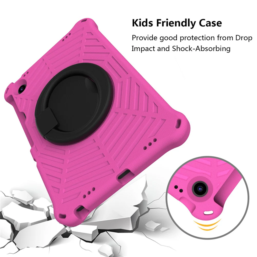 For Lenovo Tab M10 Plus (3rd Gen) / Xiaoxin Pad 2022 10.6 inch Shockproof Spider Web Texture Tablet Cover Kickstand Hand Grip Tablet Case with Shoulder Strap - Rose - Image 4