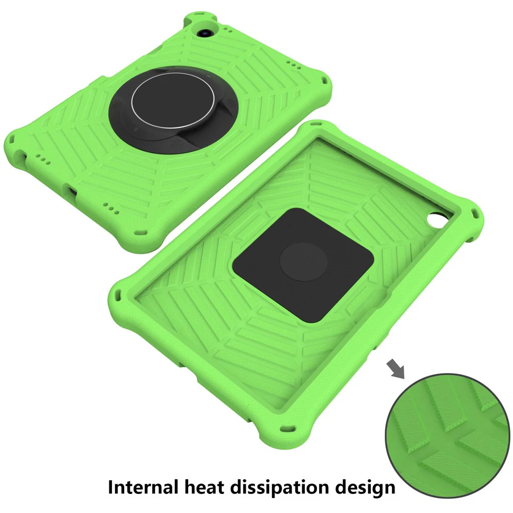 For Lenovo Tab M10 Plus (3rd Gen) / Xiaoxin Pad 2022 10.6 inch Spider Web Texture Shockproof EVA Case 360 Degree Rotation Kickstand Anti-scratch Cover with Shoulder Strap - Green - Image 6
