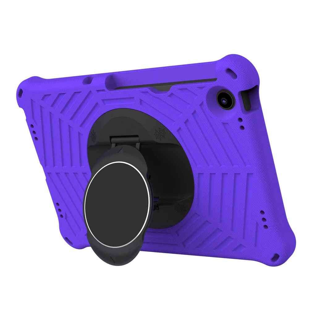 For Lenovo Tab M10 Plus (3rd Gen) / Xiaoxin Pad 2022 10.6 inch Spider Web Texture Shockproof EVA Case 360 Degree Rotation Kickstand Anti-scratch Cover with Shoulder Strap - Purple - Image 2