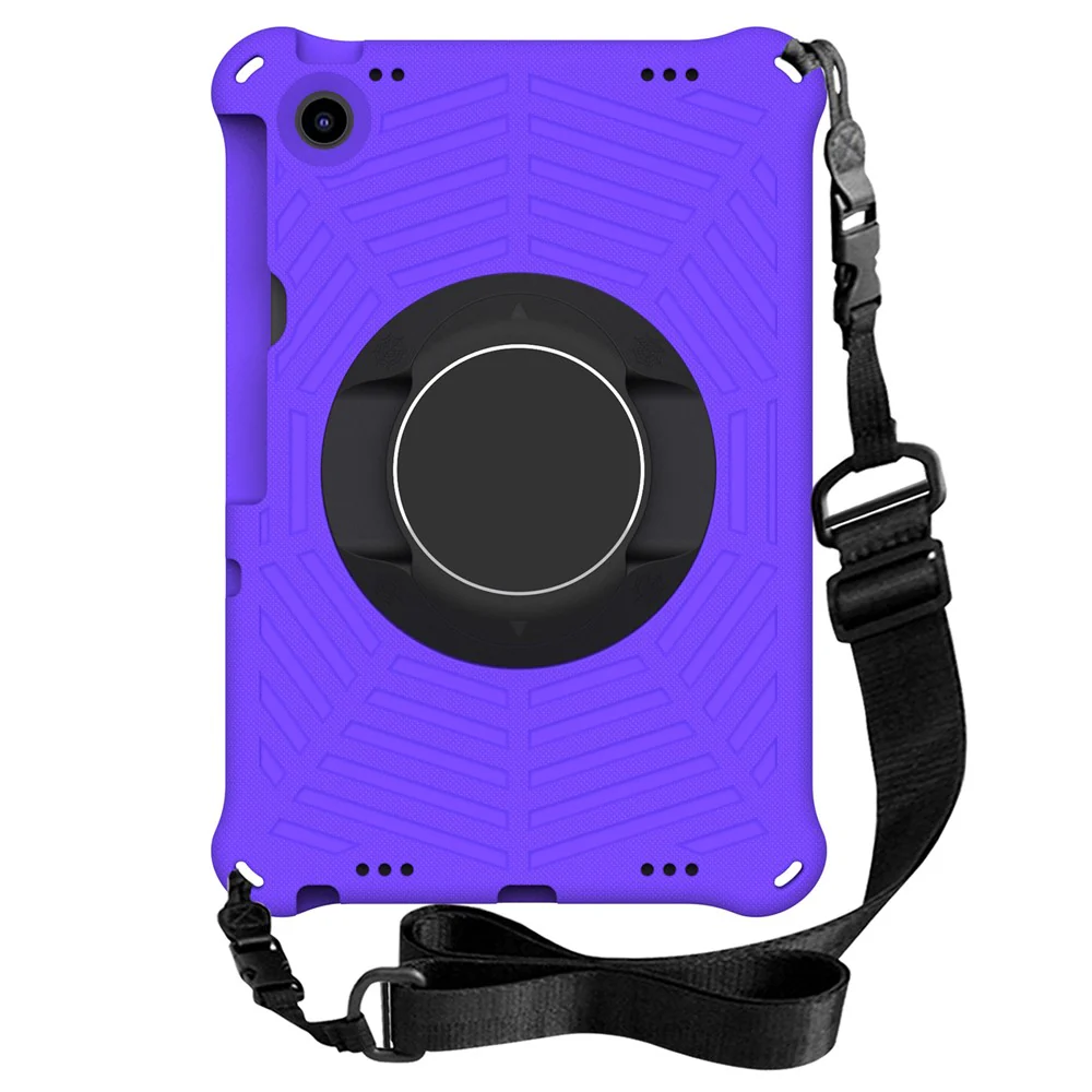 For Lenovo Tab M10 Plus (3rd Gen) / Xiaoxin Pad 2022 10.6 inch Spider Web Texture Shockproof EVA Case 360 Degree Rotation Kickstand Anti-scratch Cover with Shoulder Strap - Purple - Image 3