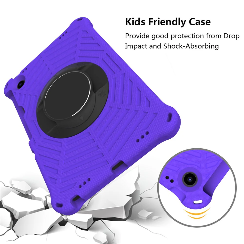 For Lenovo Tab M10 Plus (3rd Gen) / Xiaoxin Pad 2022 10.6 inch Spider Web Texture Shockproof EVA Case 360 Degree Rotation Kickstand Anti-scratch Cover with Shoulder Strap - Purple - Image 4