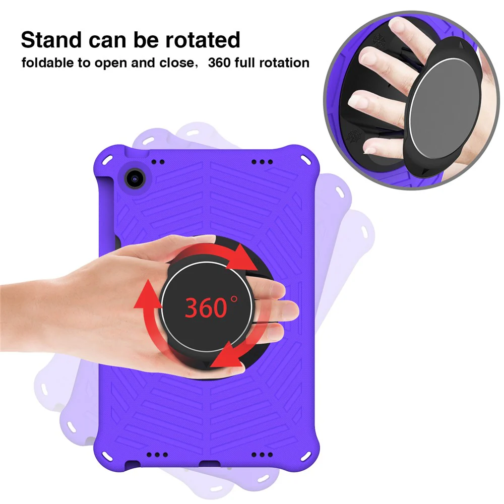 For Lenovo Tab M10 Plus (3rd Gen) / Xiaoxin Pad 2022 10.6 inch Spider Web Texture Shockproof EVA Case 360 Degree Rotation Kickstand Anti-scratch Cover with Shoulder Strap - Purple - Image 7