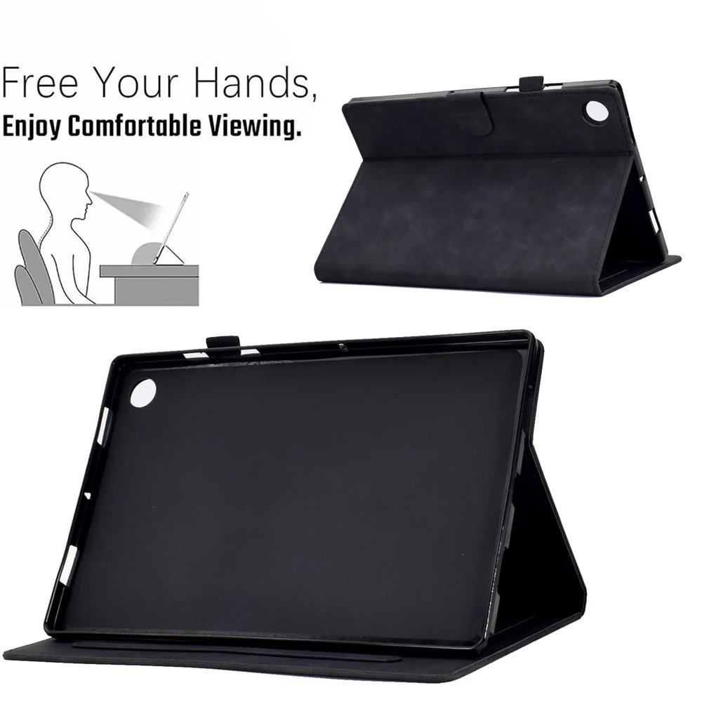 For Lenovo Tab M10 Plus Auto Sleep / Wake Up Smart Tablet Protection Cover Stand Built-in Card Slots Imprinted Pattern Leather Case - Black - Image 6