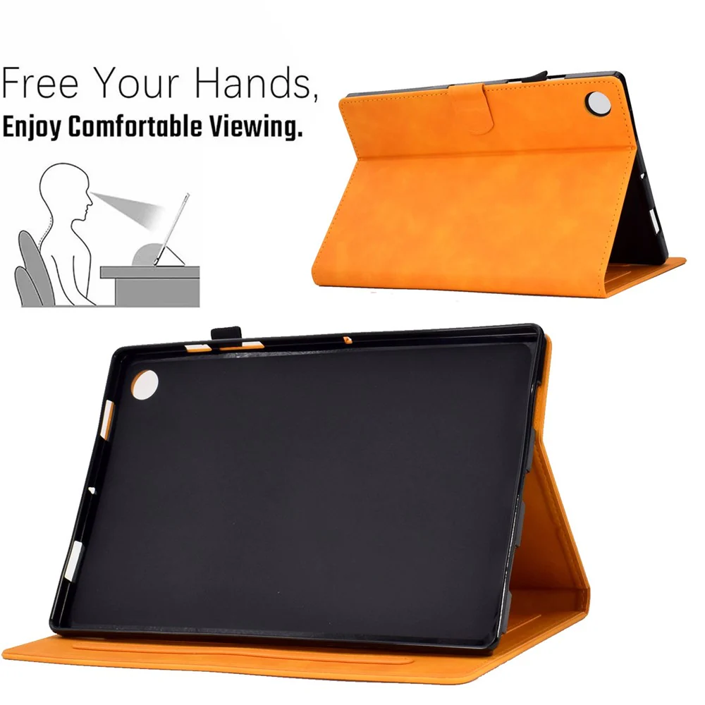 For Lenovo Tab M10 Plus Auto Sleep / Wake Up Smart Tablet Protection Cover Stand Built-in Card Slots Imprinted Pattern Leather Case - Khaki - Image 6