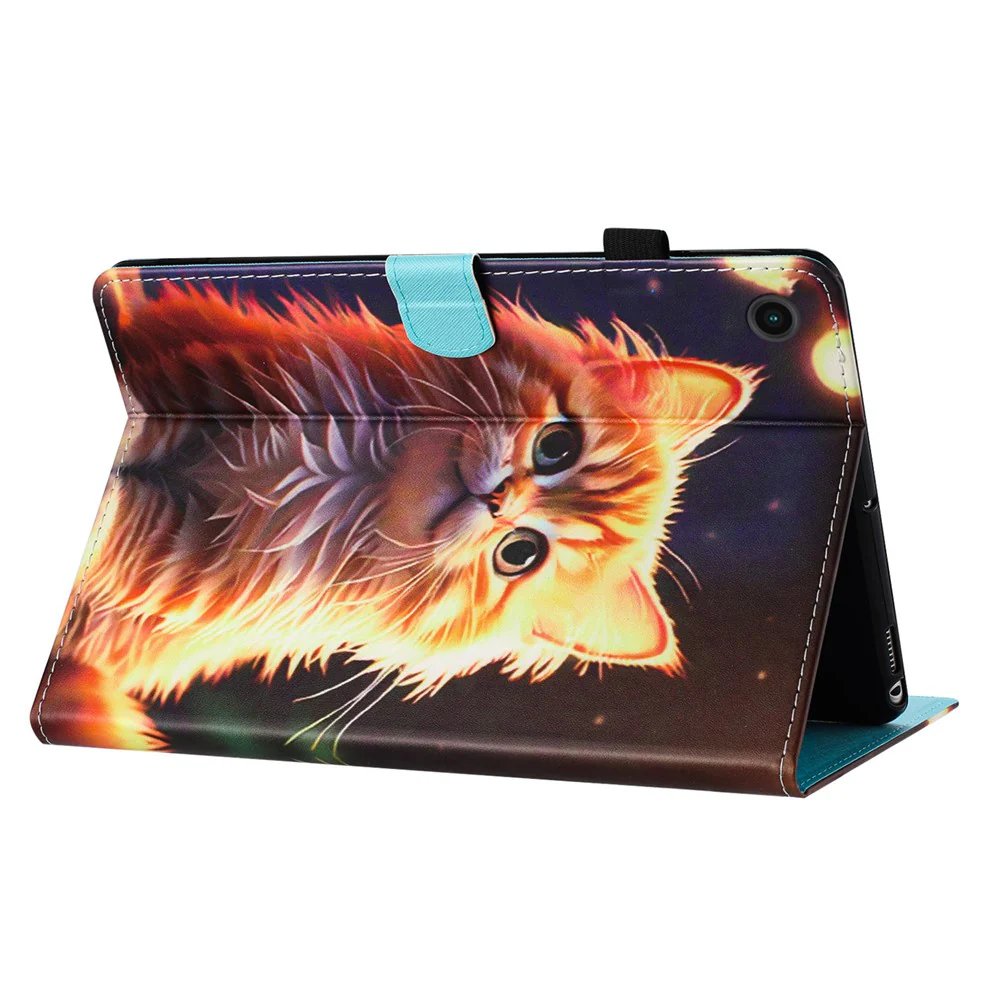 For Lenovo Tab M10 Plus Case Pattern Printing PU Leather Drop-proof Tablet Stand Cover - Cat - Image 4